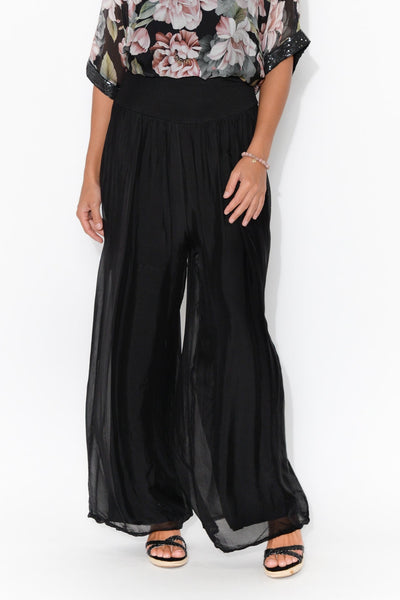 Pera Silk Pants Black