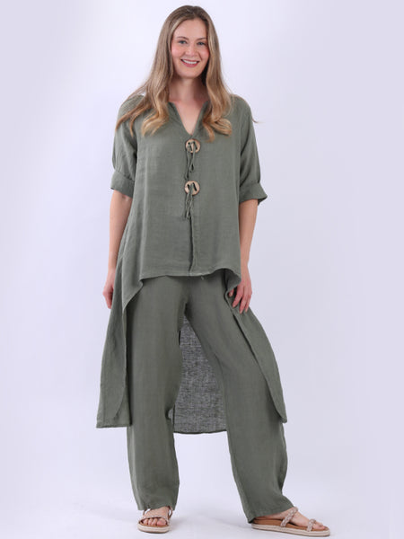 Lia Linen Top Khaki