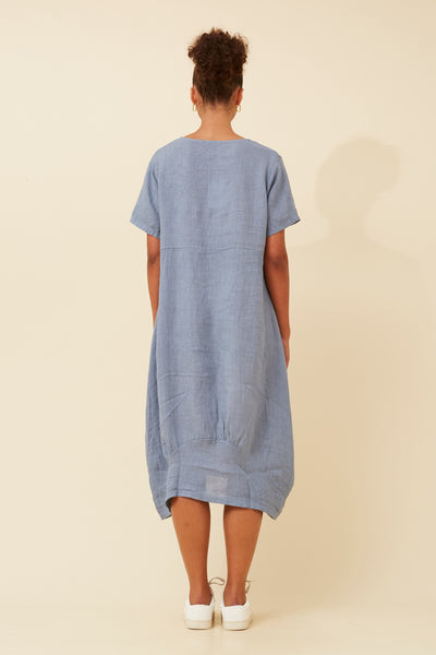 Mina Linen Dress Blue