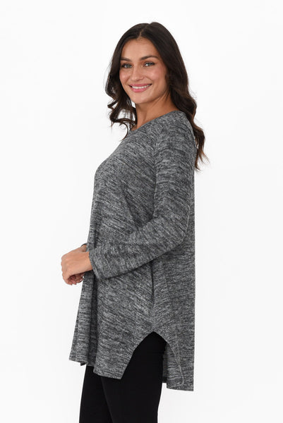Grey Fleece Tunic Top