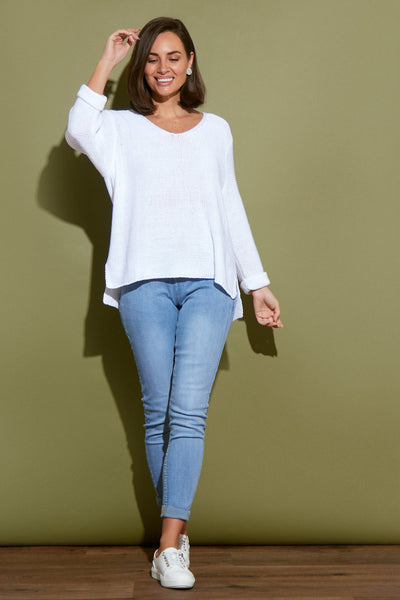 Rana Cotton Knit Top White