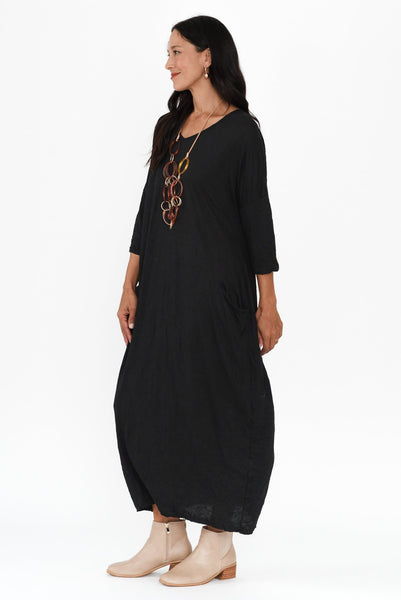 Sally Crinkle Cotton Dress Black