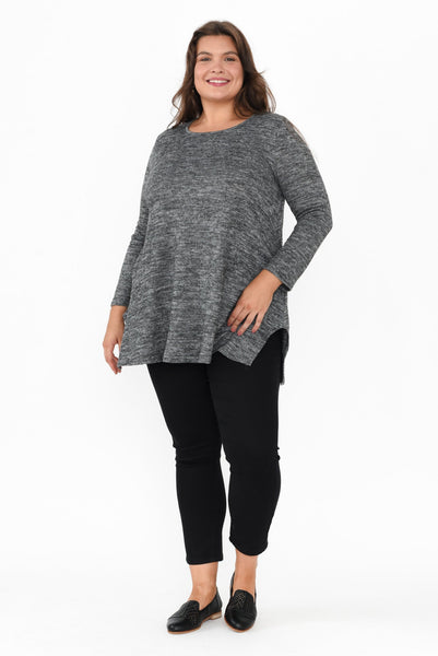 Grey Fleece Tunic Top