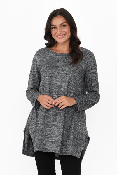 Grey Fleece Tunic Top
