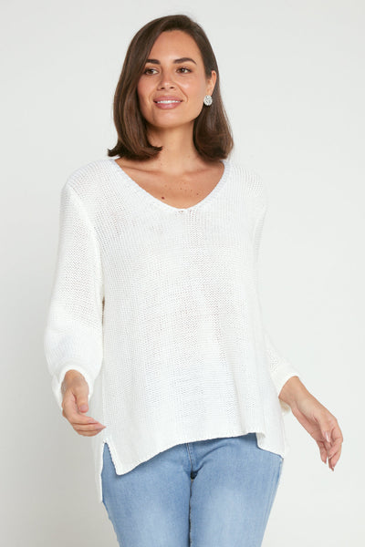 Rana Cotton Knit Top White