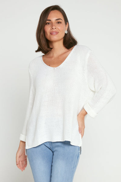 Rana Cotton Knit Top White