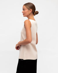 Rose Front Split Vest Beige