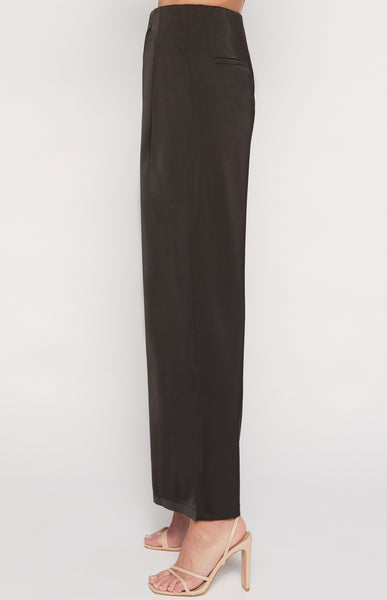 Aurora Wide Leg Satin Pants Black