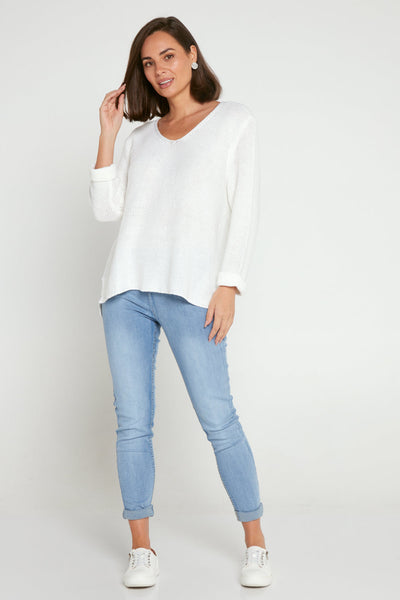 Rana Cotton Knit Top White