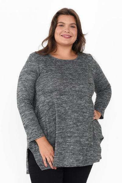 Grey Fleece Tunic Top