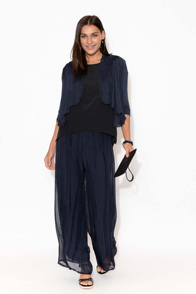 Pera Silk Pants Navy