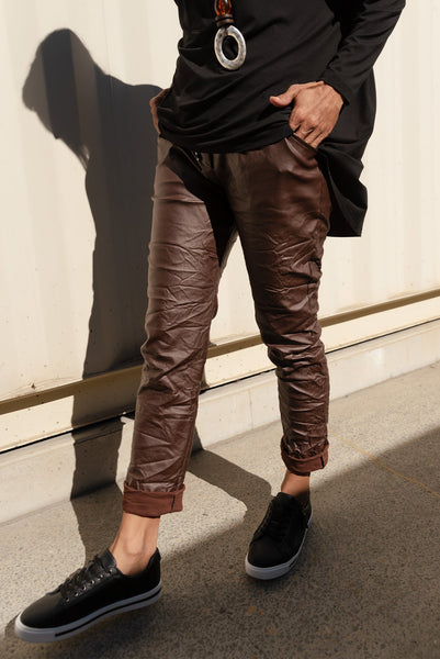 Sophia Vet Look Jogger Brown