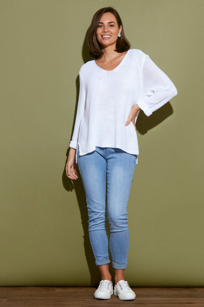 Rana Cotton Knit Top White
