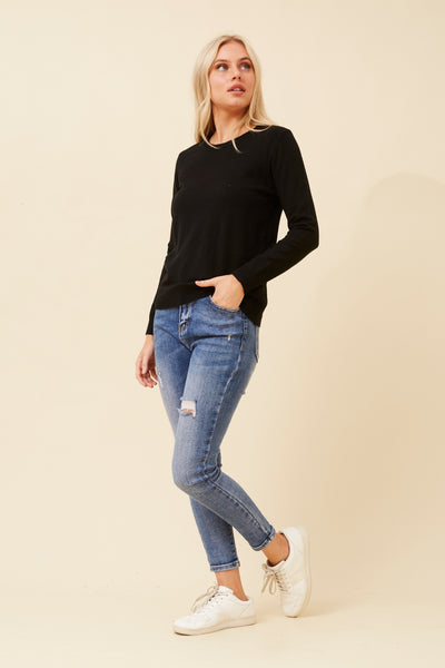 Lulu Round Neck Pullover Black