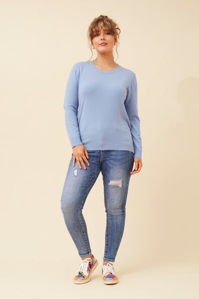 Lulu Round Neck Pullover Ice Blue