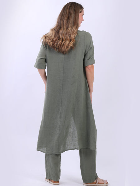 Lia Linen Top Khaki