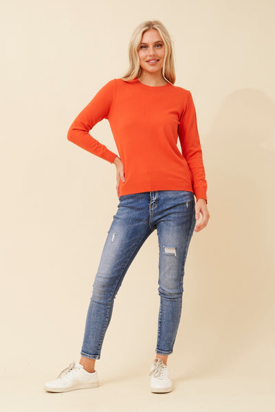 Lulu Round Neck Pullover Orange