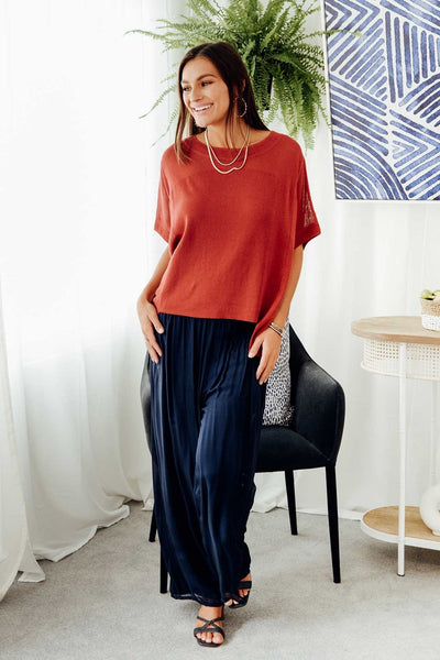 Pera Silk Pants Navy