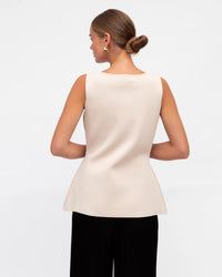 Rose Front Split Vest Beige