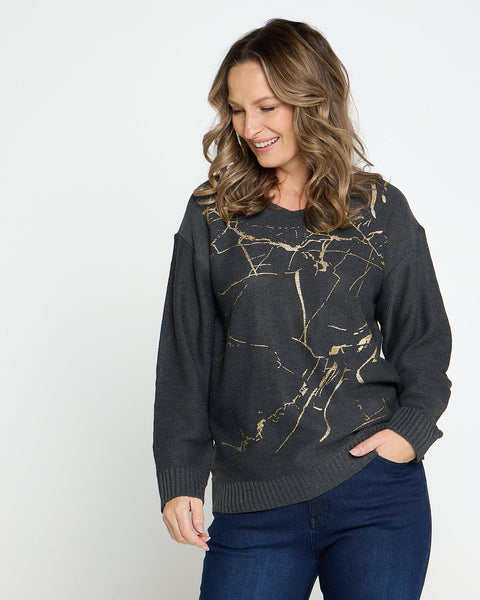 Cali Foil Print Jumper Gray