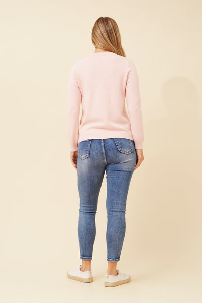 Maria Diamond Pattern Knit Pullover Pink