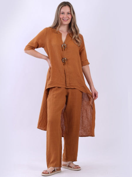 Lia Linen Top Rust
