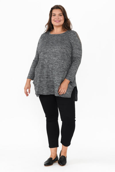 Grey Fleece Tunic Top