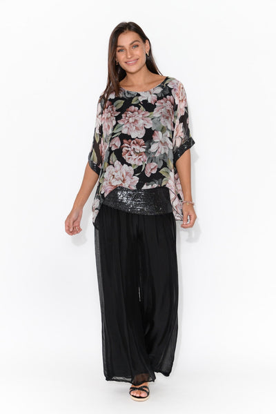 Pera Silk Pants Black