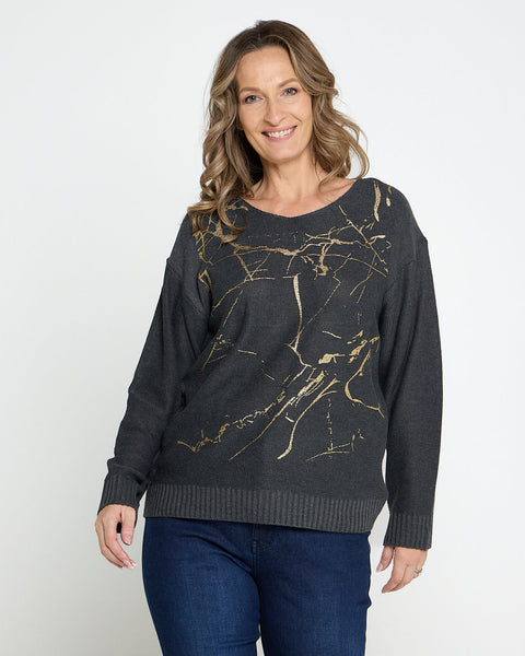Cali Foil Print Jumper Gray