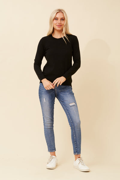 Lulu Round Neck Pullover Black