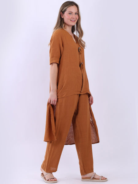 Lia Linen Top Rust