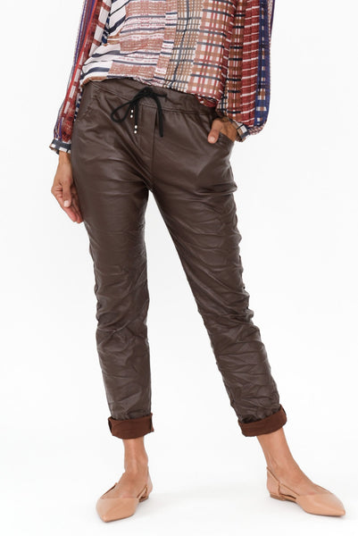 Sophia Vet Look Jogger Brown