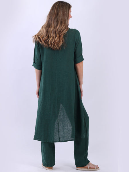 Lia Linen Top Forest Green