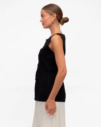 Rose Front Split Vest Black
