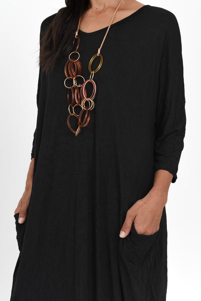 Sally Crinkle Cotton Dress Black