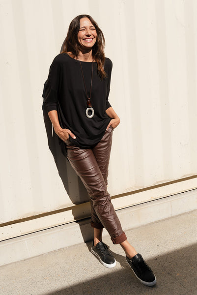 Sophia Vet Look Jogger Brown