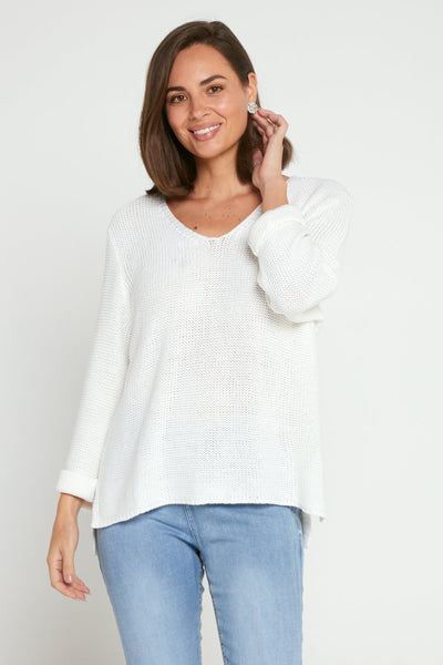 Rana Cotton Knit Top White