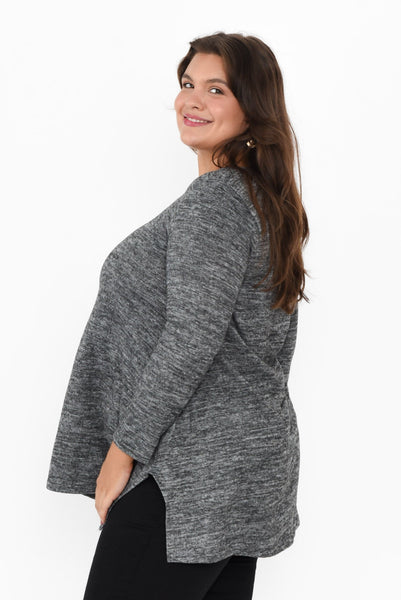 Grey Fleece Tunic Top