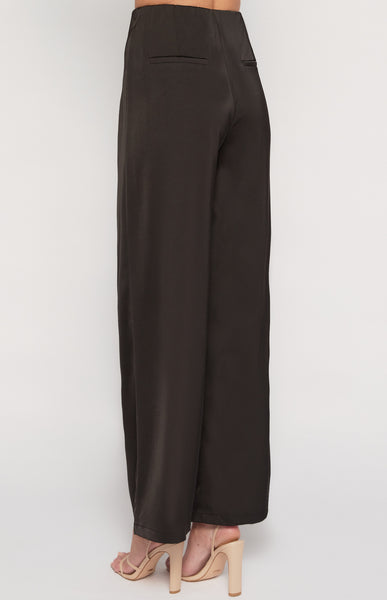 Aurora Wide Leg Satin Pants Black