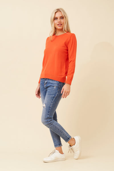 Lulu Round Neck Pullover Orange