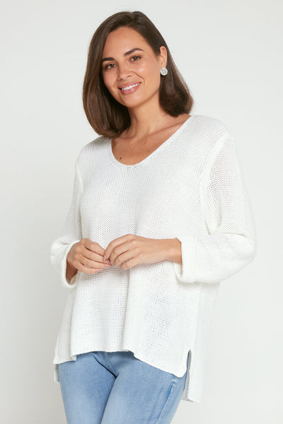 Rana Cotton Knit Top White