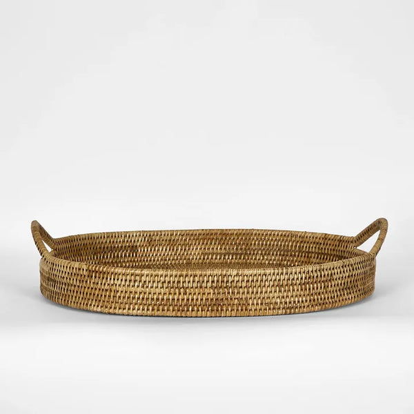 PAUME RATTAN OVAL SERVING TRAY WITH HANDLES NATURAL