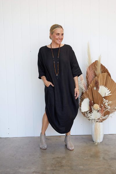 Scallop Linen Dress