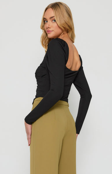 Leah Asymmetrical Hem Top Black