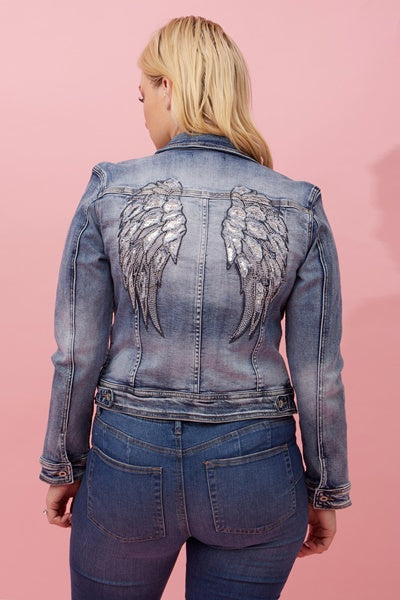 Sequin Wing Detail Denim Jacket