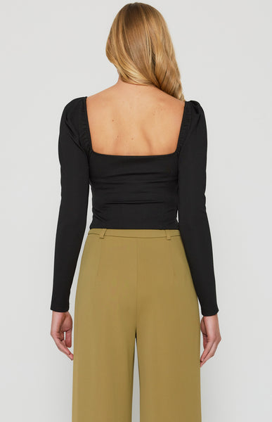 Leah Asymmetrical Hem Top Black