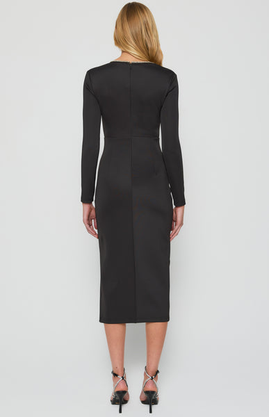 Madison Diamontie Trim Midi Dress Black