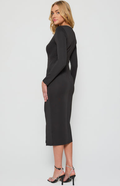 Madison Diamontie Trim Midi Dress Black