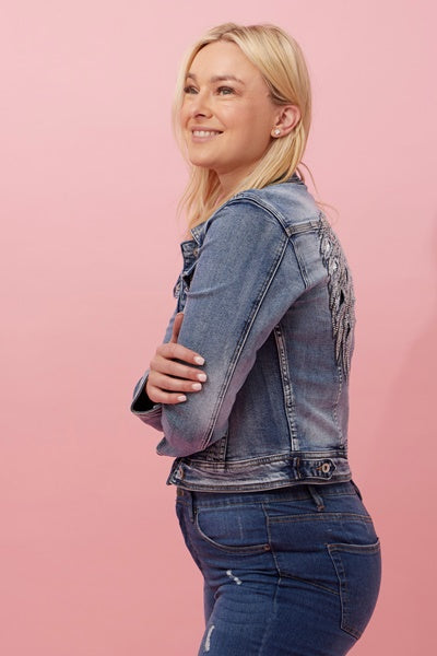Sequin Wing Detail Denim Jacket