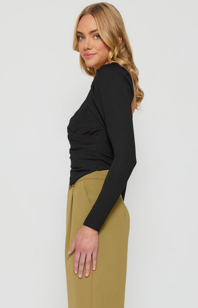 Leah Asymmetrical Hem Top Black